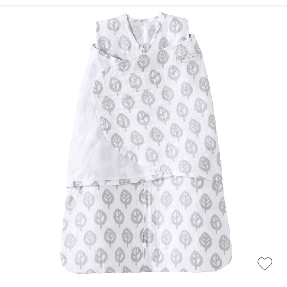 Halo Innovations Sleepsack 100% Cotton Swaddle Wrap  Tree Leaf Gray